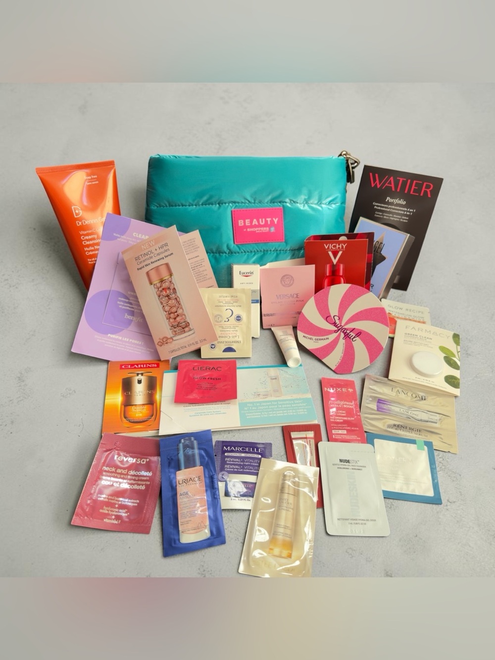 Beauty Collection Sample Set with Shoppers Drug Mart Teal Pouch